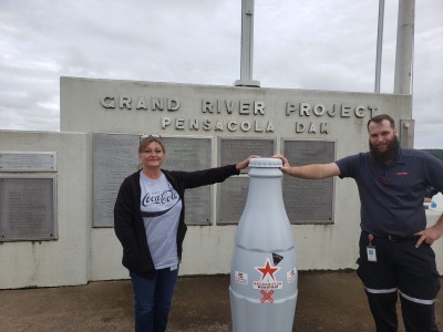 Vinita heroes on top of the Grand River Project - Pensacola Dam, which provides electricity to the surrounding areas, on Oct. 14, 2021.