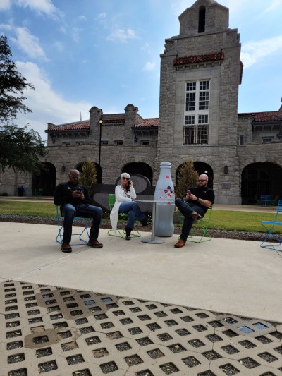 Jermaine Williams, DSM FSOP, Sherri Hardin, ASMM- Small Store, and Cooper Nunnally, ASMM Large Store, outside the Oklahoma City Train Station built in 1934 to connect OKC with the west coast.
