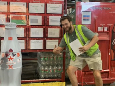 Order Builder Robert Wilson is excited to be with the Recognition Roadtrip Bottle at the Quapah facility on Oct. 25, 2021.