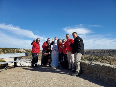 The Recognition Roadtrip Bottle with the Amarillo team overlooking Palo Duro Canyon on Nov. 17, 2021. Palo Duro Canyon is 800 feet deep and covers more than 30,000 acres of arid terrain.