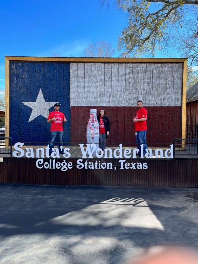 Bryan heroes sharing one last holiday memory with the Recognition Roadtrip Bottle at Santa’s Wonderland on Jan. 12, 2022. First opened in 1998, Santa’s Wonderland was originally supposed to be a drive-through light display, but has evolved into a large amusement park over the past 22 years.