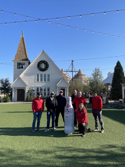 CCSWB heroes with the Recognition Roadtrip Bottle at the Magnolia Ranch on Dec. 21, 2021. Magnolia Ranch, made famous by DIY and lifestyle cable TV celebrities Chip and Joanna Gaines, is one of Waco’s largest tourist attractions with more than 30,000 people visiting each wee
