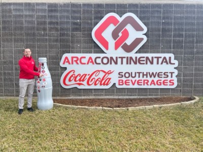 Sales Center Manager, Ben Hailey, with the Recognition Roadtrip Bottle to the Beaumont Facility on Jan. 19, 2022.