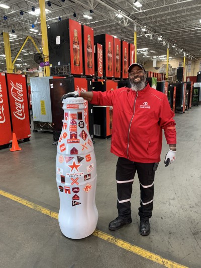 EFC hero, Vincent Coleman, Yard Support, with the Recognition Roadtrip Bottle on Feb. 22, 2022.